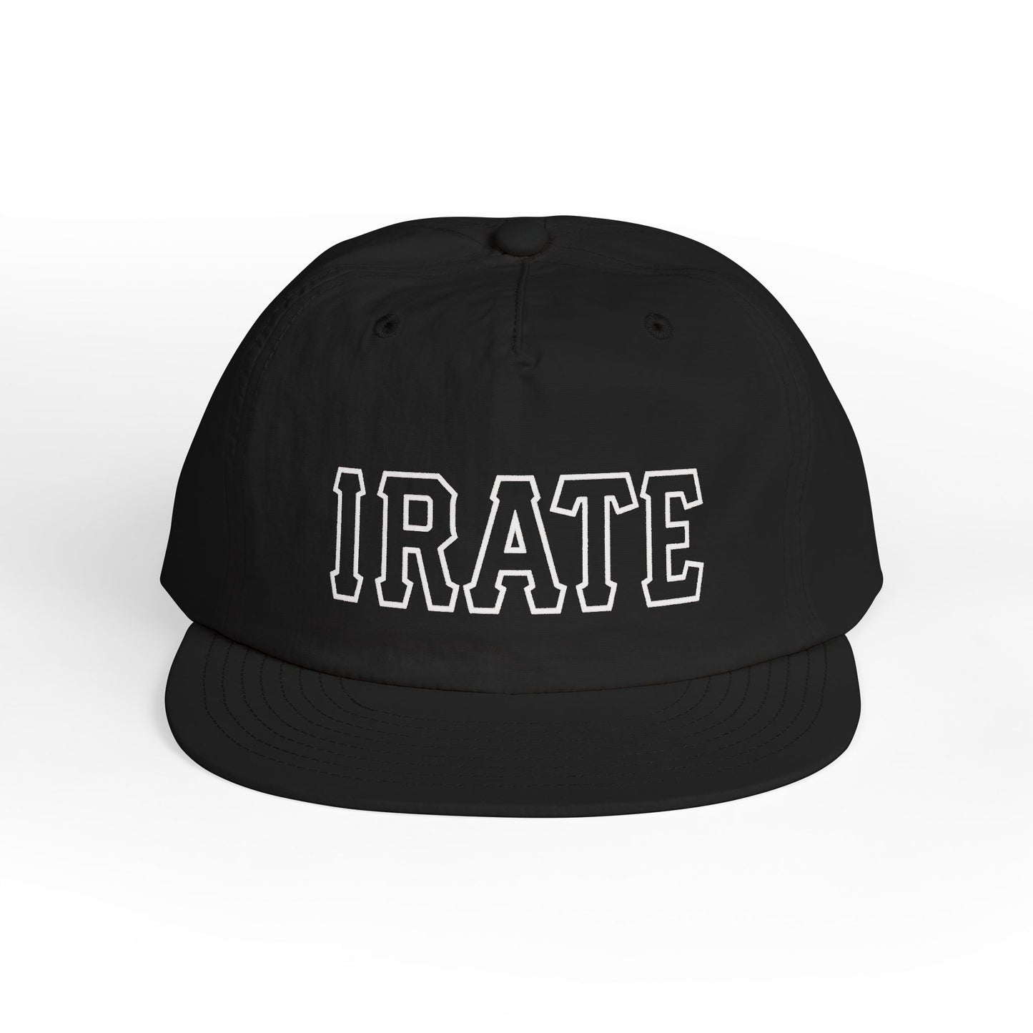 Irate Surf Cap — Bold Embroidered Black Snapback Hat