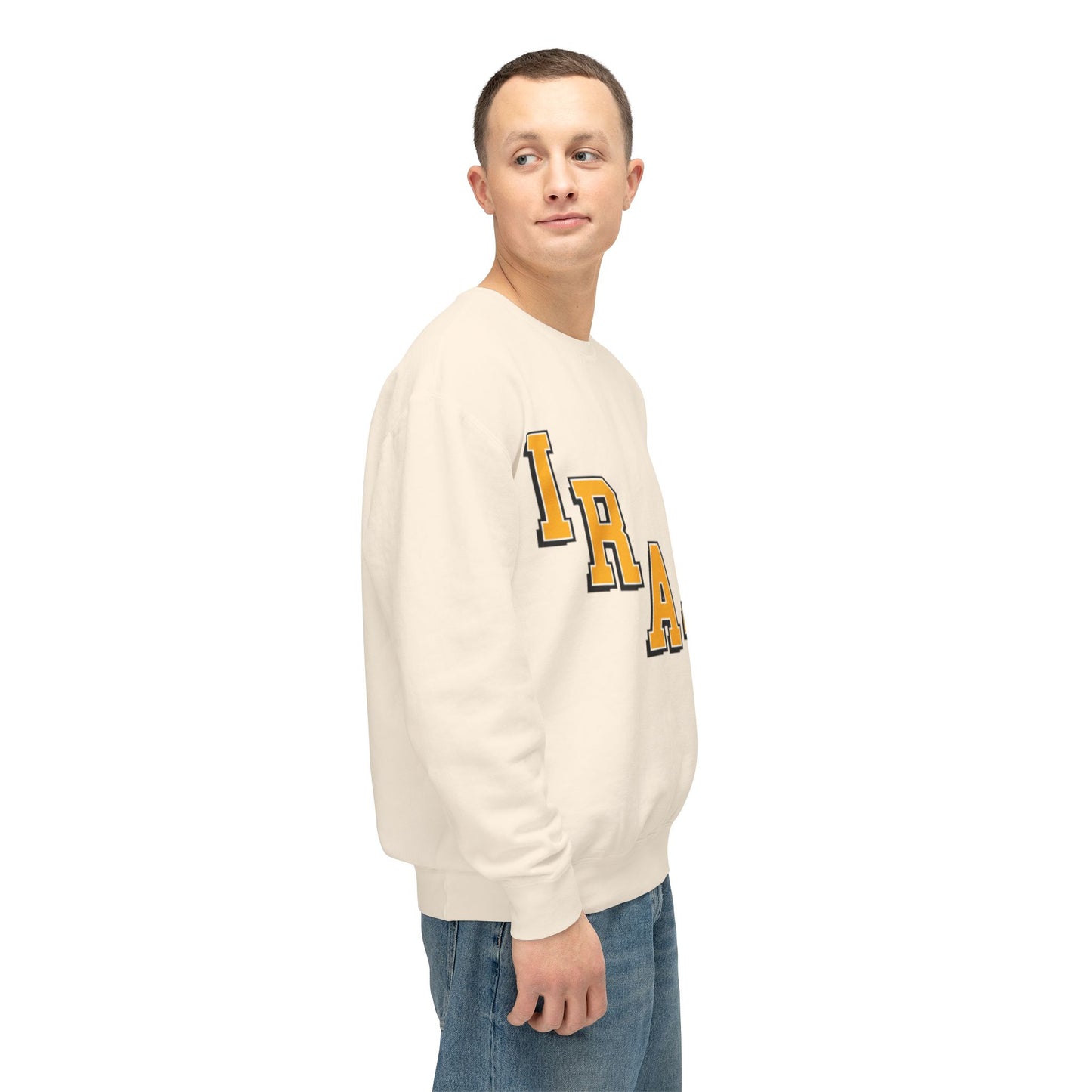 Irate Diagonal Crewneck Sweatshirt — Retro Lettering Casual Pullover
