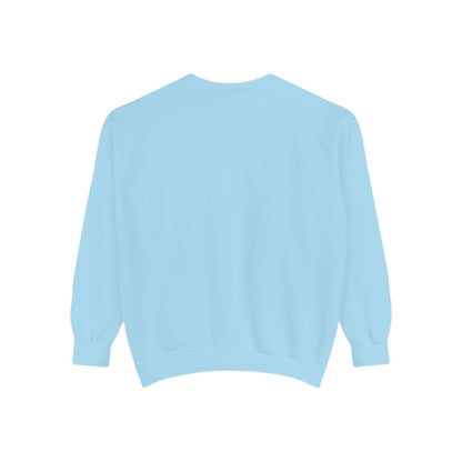 Irate Blue Sweatshirt – Retro Lettering Garment-Dyed Crewneck