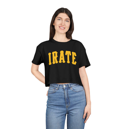 Crop Tee — "IRATE" Bold Lettering Graphic Top