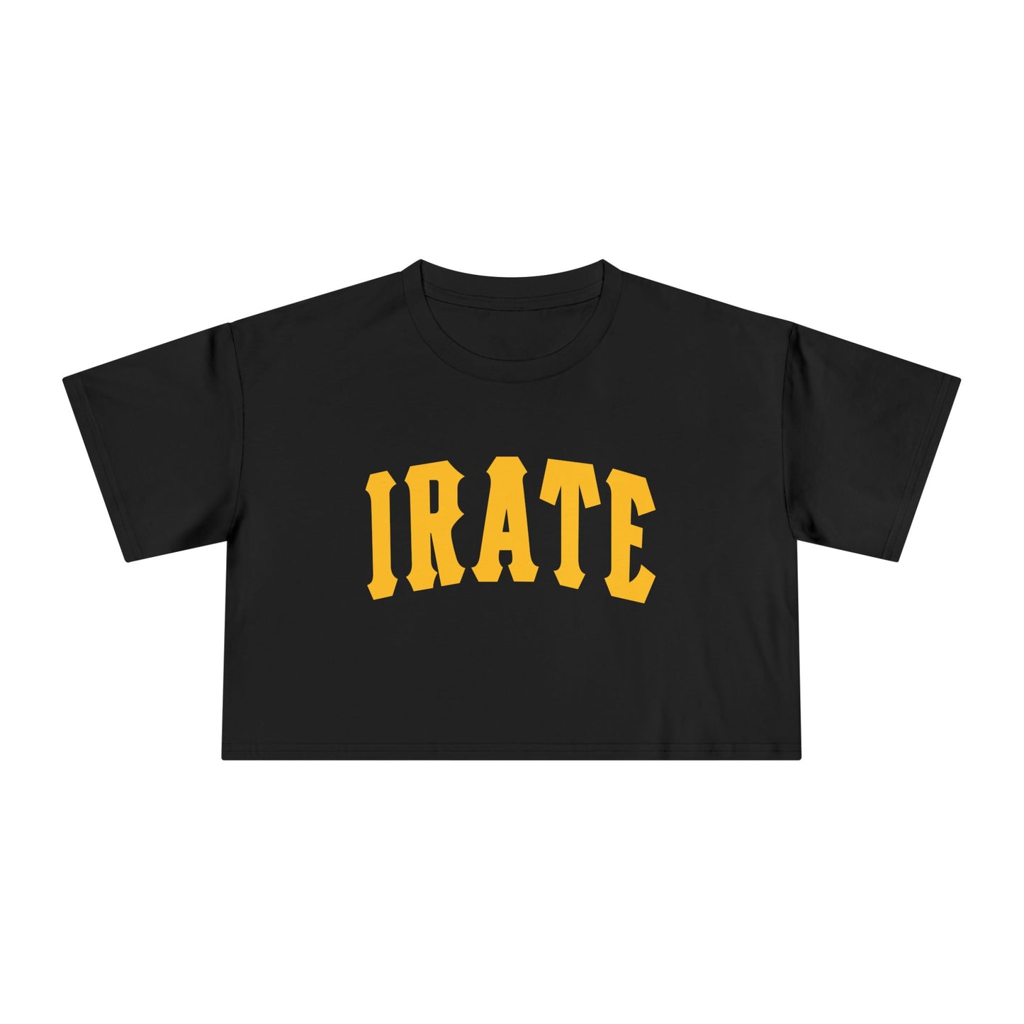 Crop Tee — "IRATE" Bold Lettering Graphic Top