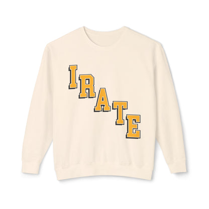 Irate Diagonal Crewneck Sweatshirt — Retro Lettering Casual Pullover