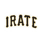 Irate Black & Gold Lettering Kiss-Cut Sticker — Vintage Athletic Font Laptop Decal