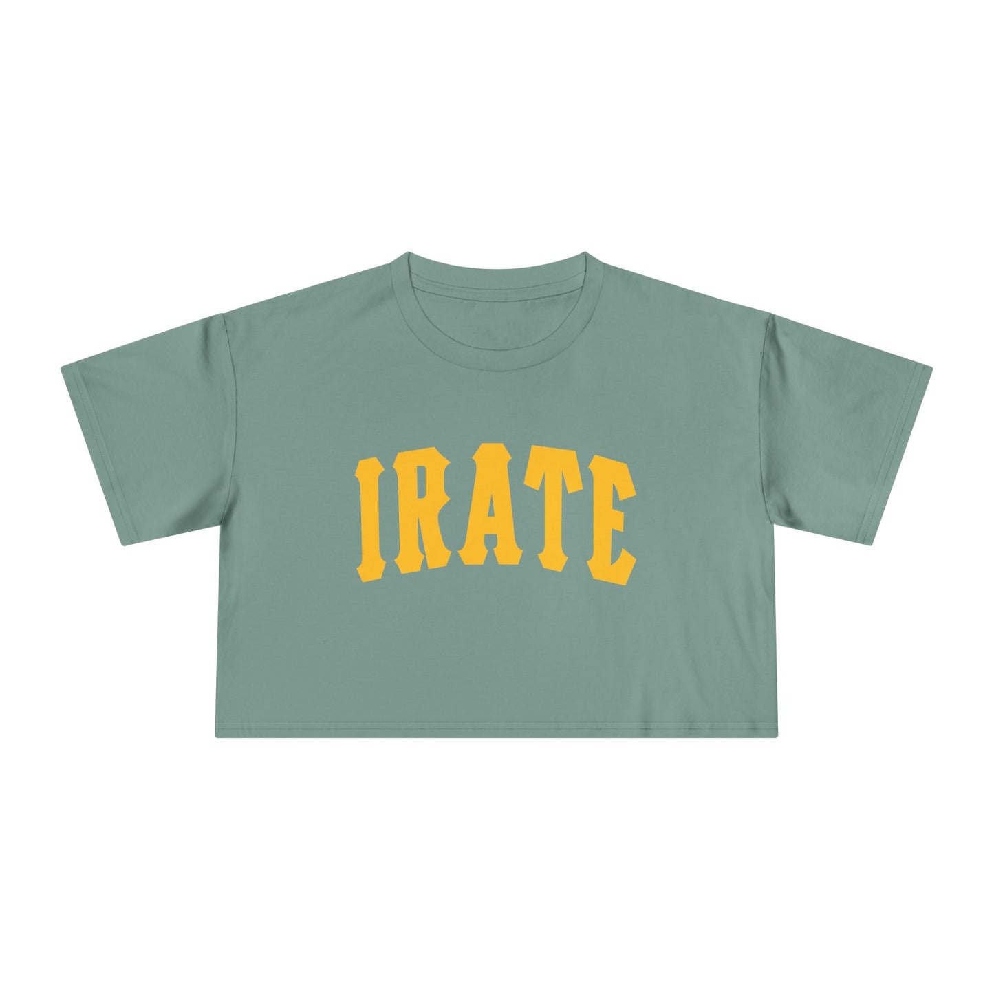 Crop Tee — "IRATE" Bold Lettering Graphic Top