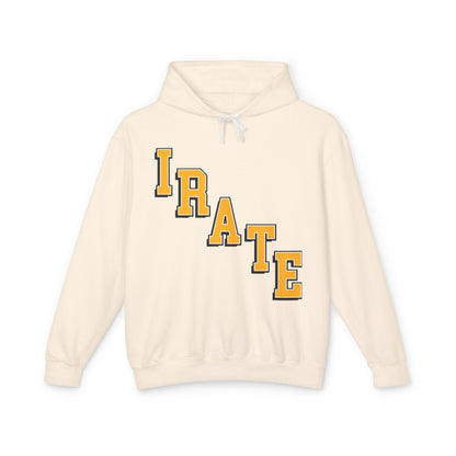 Irate Diagonal Lettering Hoodie – Vintage Collegiate Graphic Hooded Sweatshirt