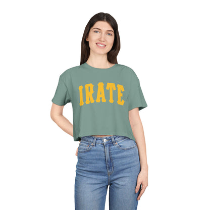 Crop Tee — "IRATE" Bold Lettering Graphic Top