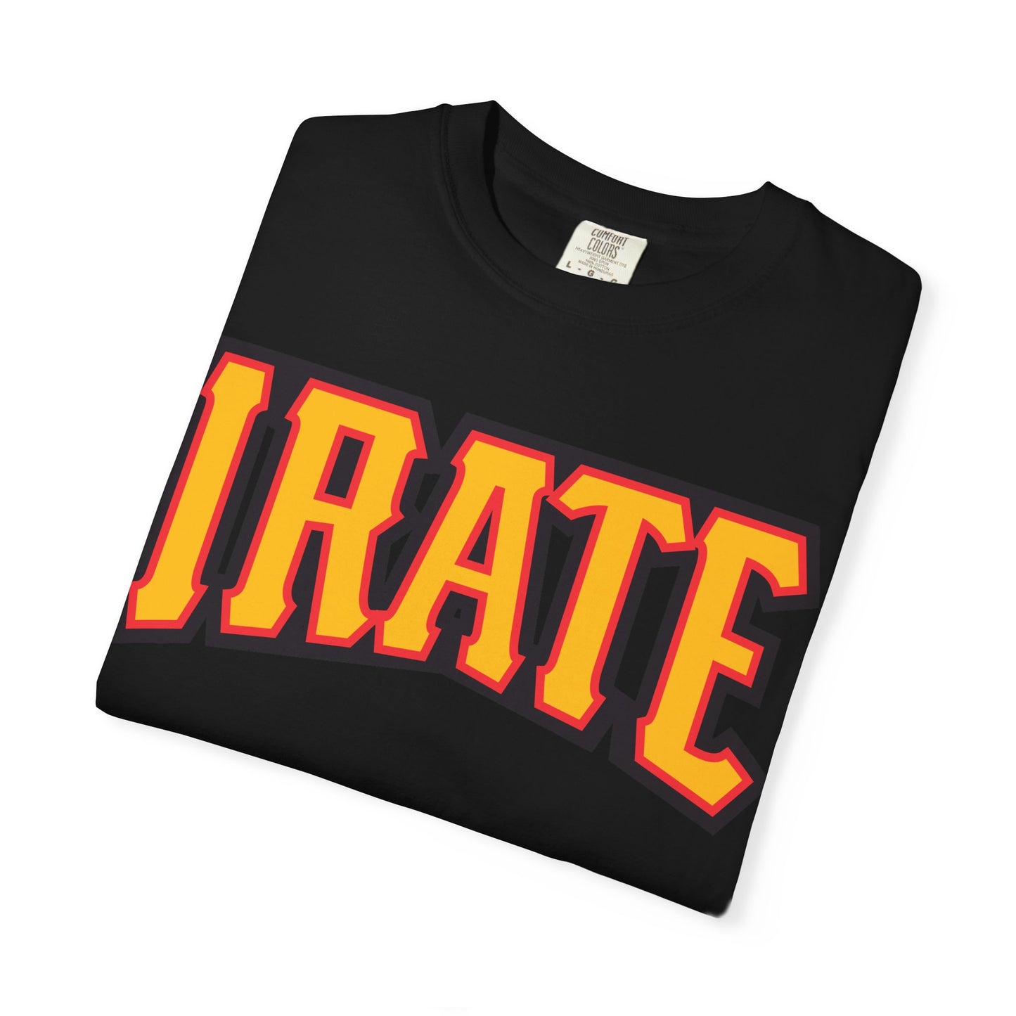 Irate Graphic T-Shirt — Bold Retro Flame Lettering Tee